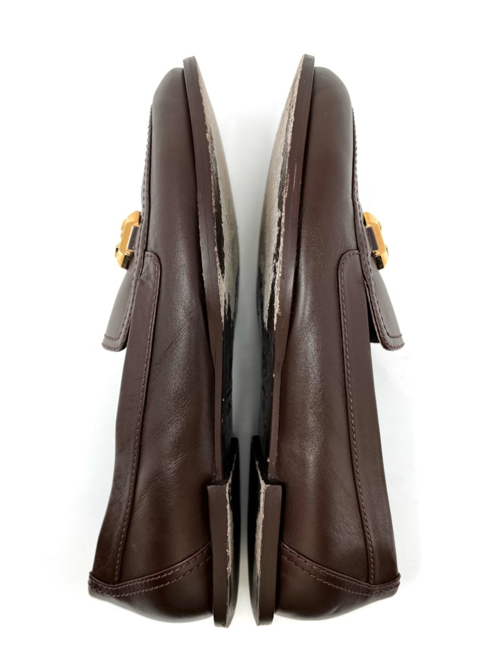 Chanel 2023 Brown Leather Gold Interlocking CC Logo Loafers Flats Shoes 37.5 - Picture 6 of 11